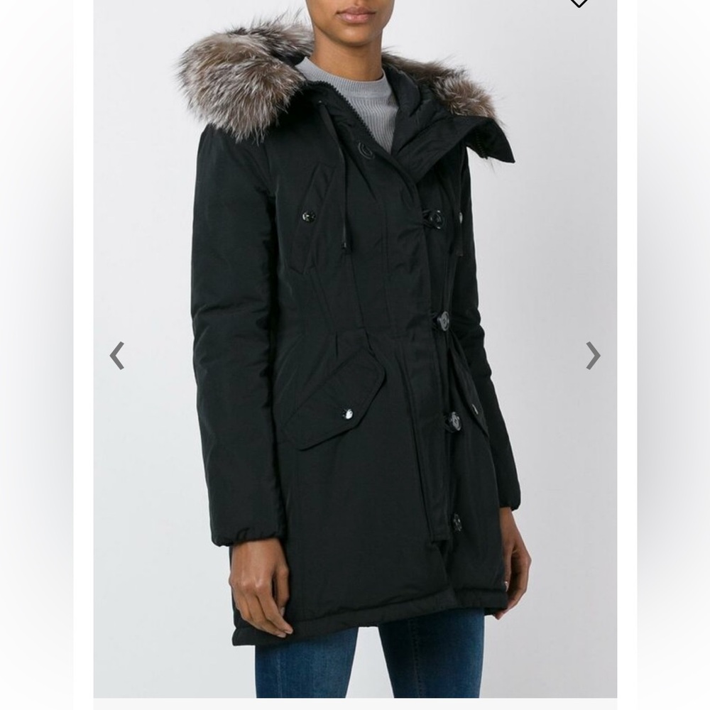 MONCLER Aredhel Black Utilitarian Down Parka With Fur Hood